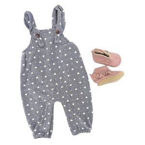 Baby Gap Old Navy Bundle Heart Print Overalls Pink Leather Fringe Booties 3-6m